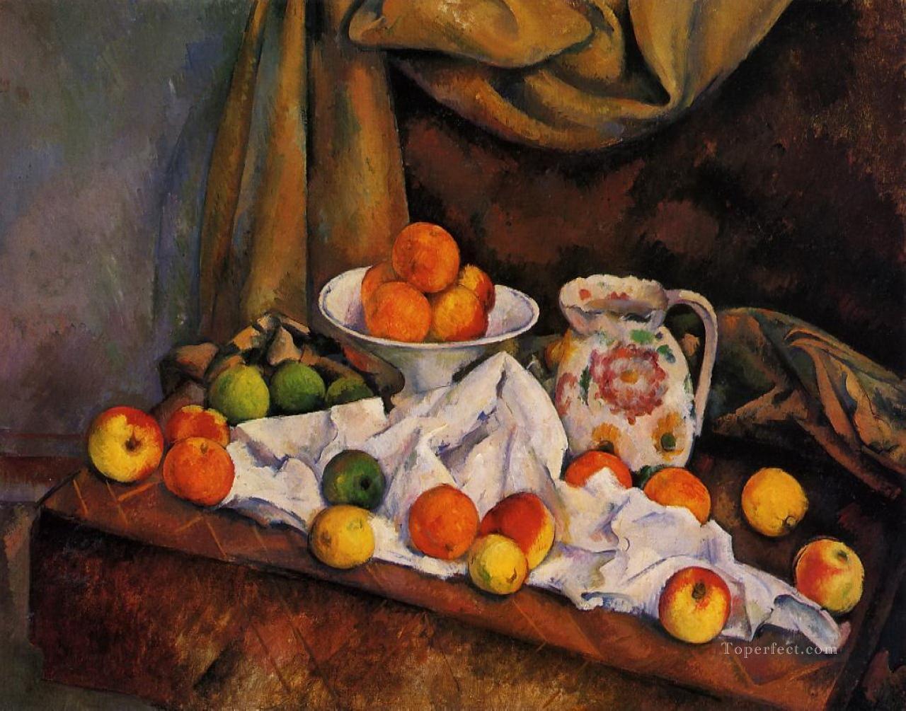 Fruit Bowl Pitcher and Fruit Paul Cezanne Oil Paintings